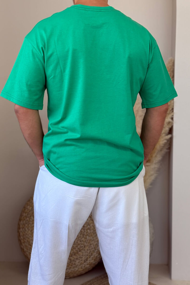 ORGANIC DREAMS WRITTING SIMPLE MEN T-SHIRT LIGHT GREEN/JEZB - 3