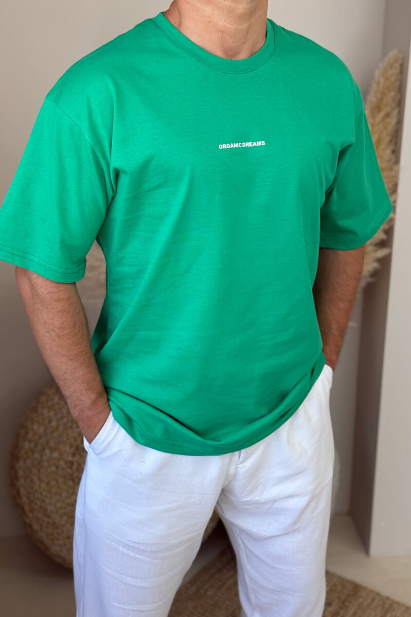 ORGANIC DREAMS WRITTING SIMPLE MEN T-SHIRT LIGHT GREEN/JEZB - 2