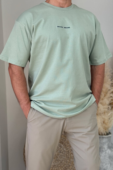 ORGANIC DREAMS WRITTING SIMPLE MEN T-SHIRT MINT/MENTE - 2
