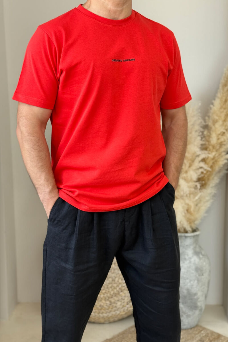 ORGANIC DREAMS WRITTING SIMPLE MEN T-SHIRT RED/E KUQE - 1