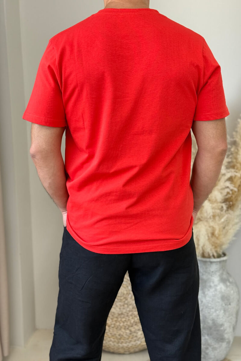 ORGANIC DREAMS WRITTING SIMPLE MEN T-SHIRT RED/E KUQE - 3