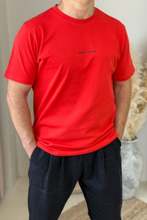 ORGANIC DREAMS WRITTING SIMPLE MEN T-SHIRT RED/E KUQE - 2