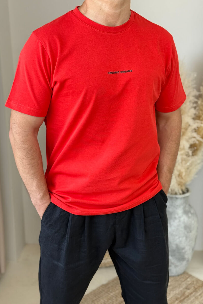 ORGANIC DREAMS WRITTING SIMPLE MEN T-SHIRT RED/E KUQE - 2
