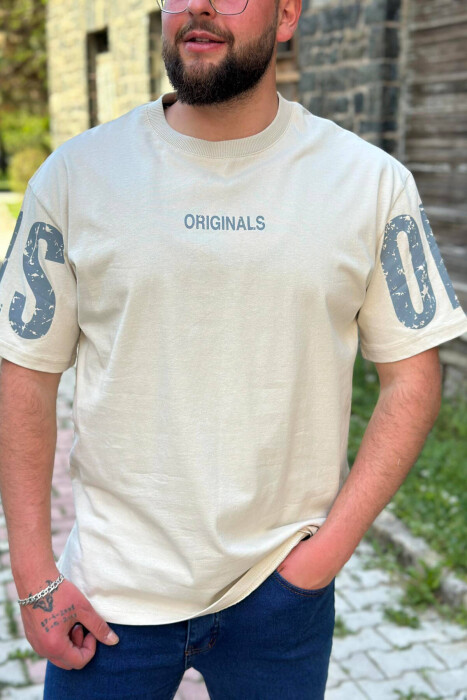 ORIGINALS ONE COLOR COTTON MEN T-SHIRT CREAM/KREM - 3