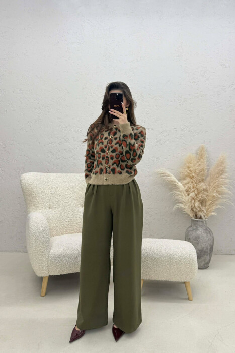 PULOVER E THURUR ME DIZAJNE LEOPARDI DHE ME KOPSA PER FEMRA NE NGJYRE KAFE - 5