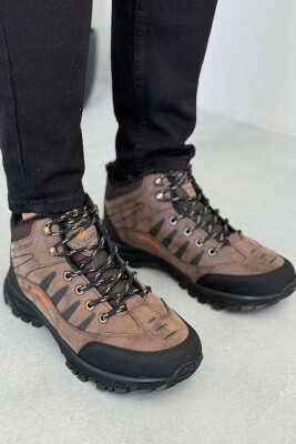 OUTDOOR TRAIL FLUFFY LACING MEN SEMIANKLE SNEAKERS BROWN/KAFE 