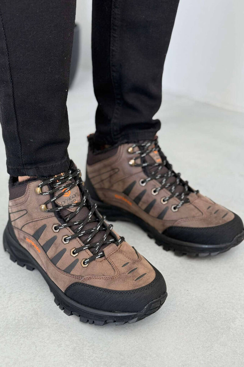 OUTDOOR TRAIL FLUFFY LACING MEN SEMIANKLE SNEAKERS BROWN/KAFE - 1