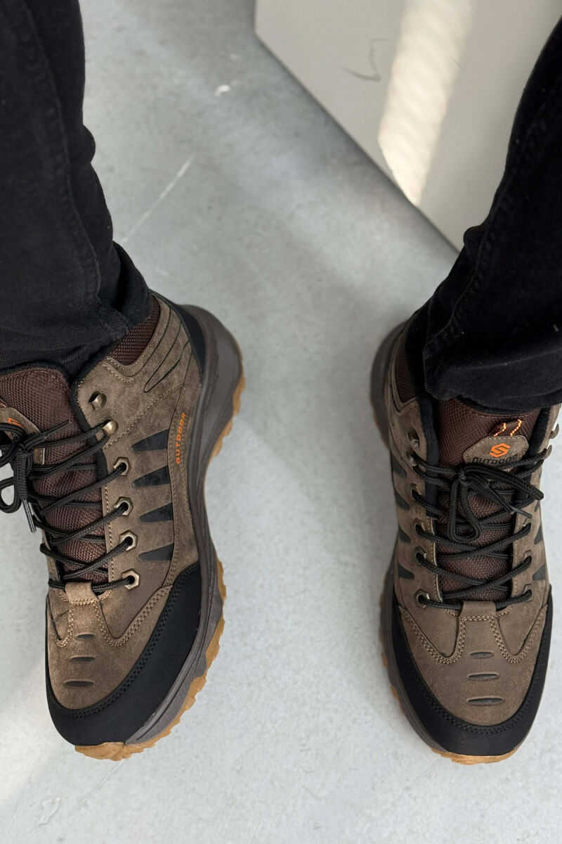 OUTDOOR TRAIL FLUFFY LACING MEN SEMIANKLE SNEAKERS DARK BROWN/KAE - 3