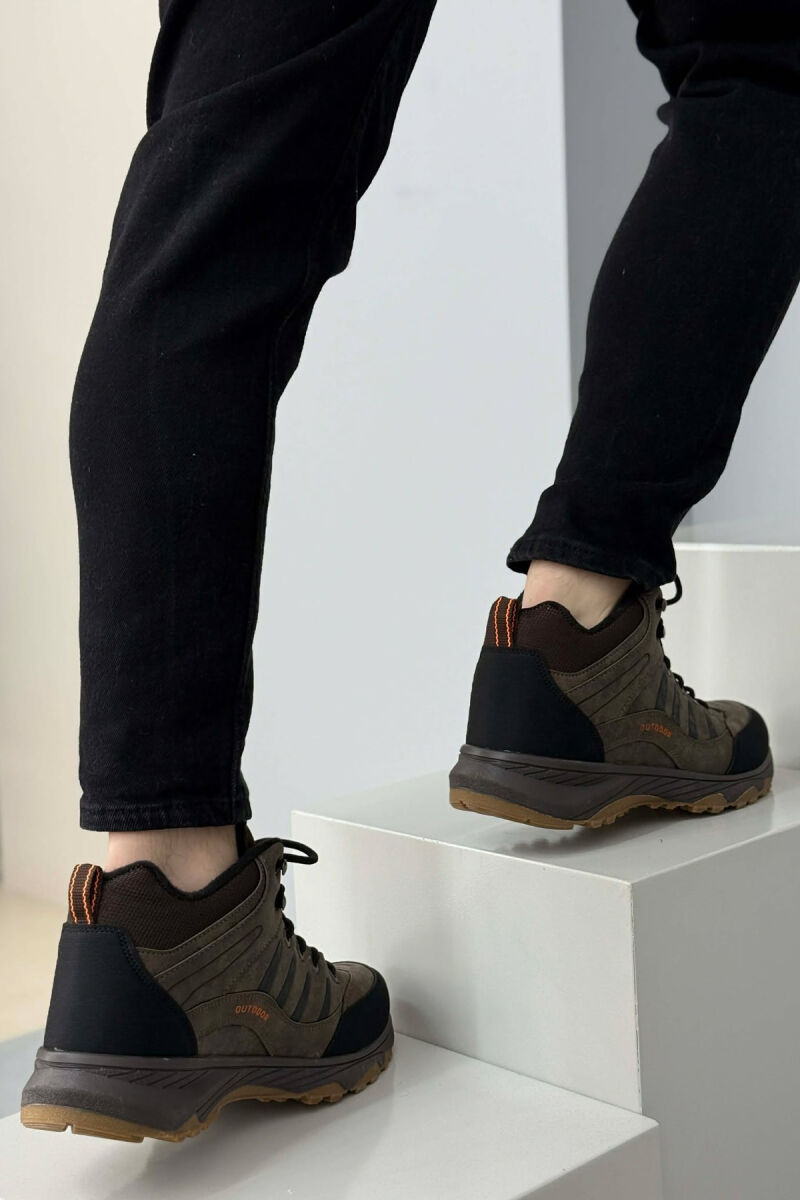 OUTDOOR TRAIL FLUFFY LACING MEN SEMIANKLE SNEAKERS DARK BROWN/KAE - 4