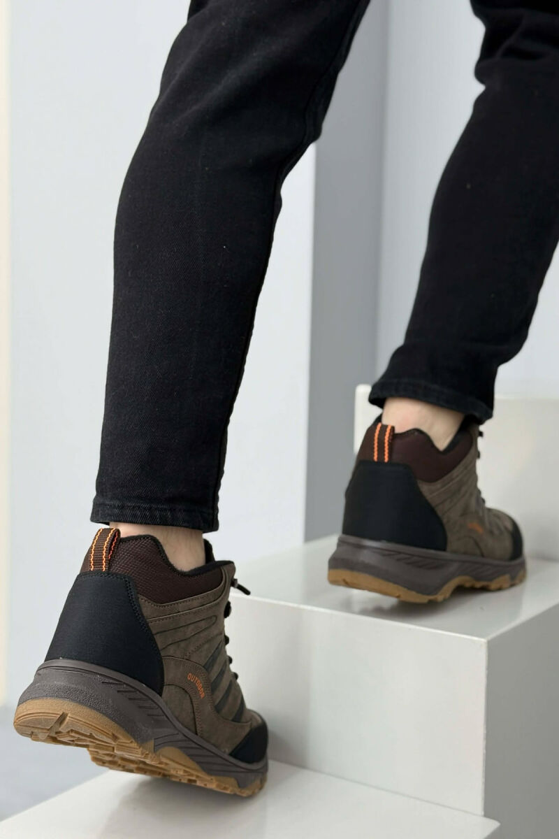 OUTDOOR TRAIL FLUFFY LACING MEN SEMIANKLE SNEAKERS DARK BROWN/KAE - 5