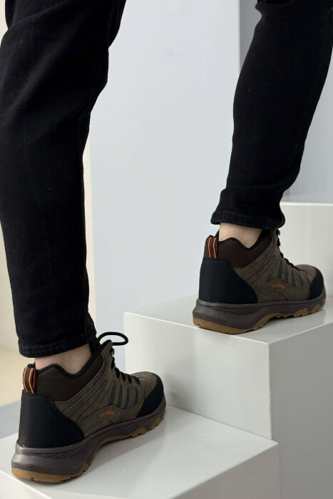 OUTDOOR TRAIL FLUFFY LACING MEN SEMIANKLE SNEAKERS DARK BROWN/KAE - 6