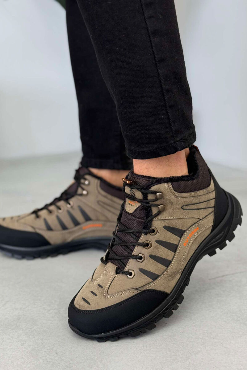 OUTDOOR TRAIL FLUFFY LACING MEN SEMIANKLE SNEAKERS LIGHT BROWN/KAZB - 4