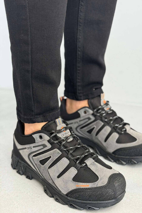 OUTDOOR TRAIL LACING MEN SNEAKERS BLACK-GREY/ZEGR - KLAUDIO FASHION