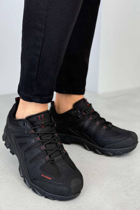 OUTDOOR TRAIL LACING MEN SNEAKERS BLACK-RED/ZEKU - KLAUDIO FASHION