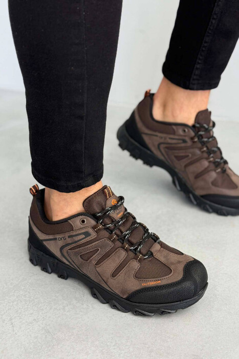 OUTDOOR TRAIL LACING MEN SNEAKERS BROWN/KAFE - KLAUDIO FASHION