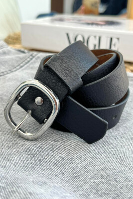 OVAL BUCKLE DESIGN WOMEN BELT BLACK/ E ZEZE 