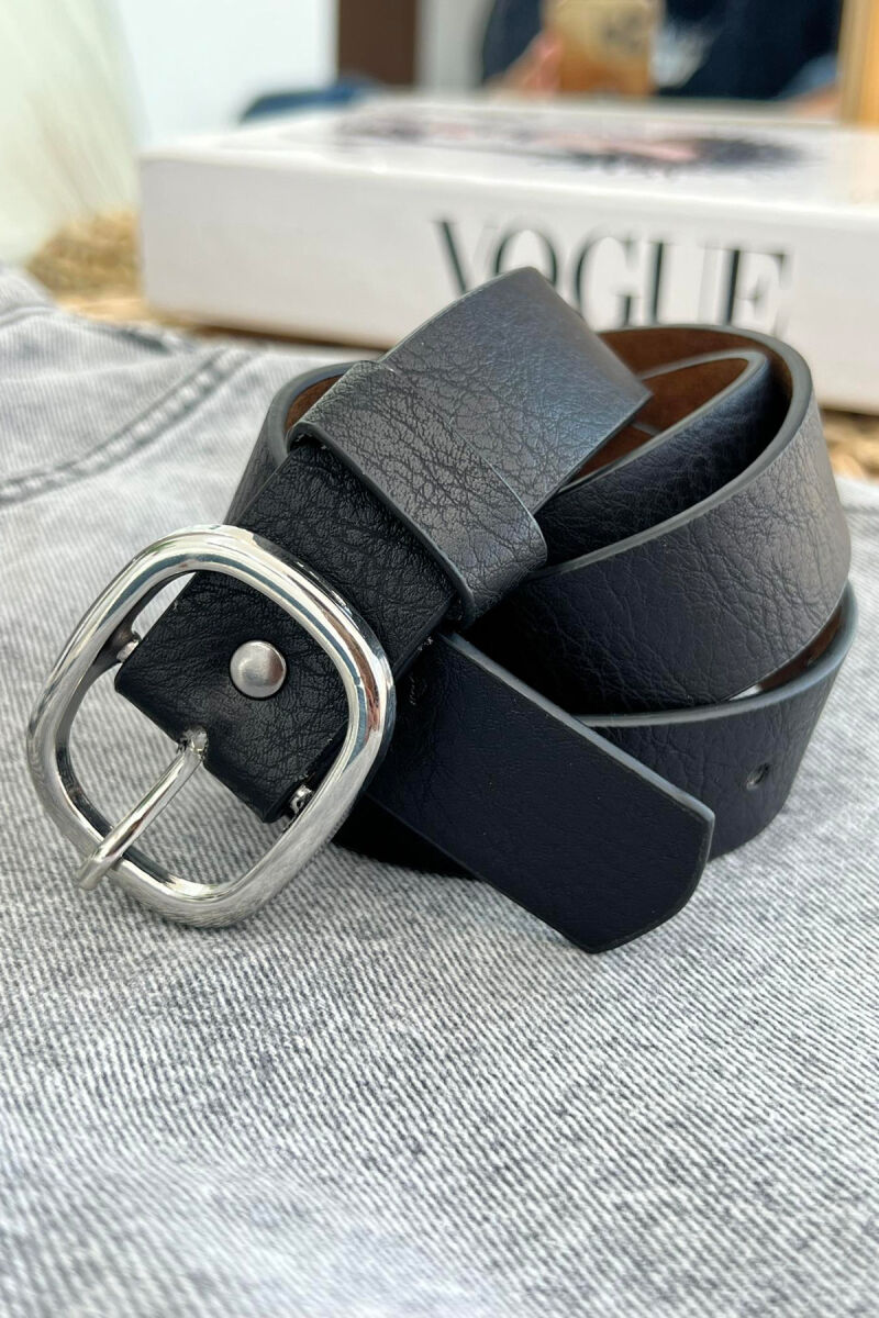 OVAL BUCKLE DESIGN WOMEN BELT BLACK/ E ZEZE - 1