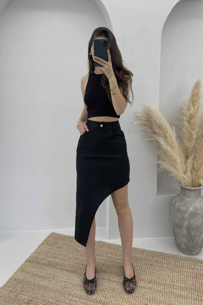 OVAL CUT WOMEN SKIRT BLACK/ E ZEZE - 2