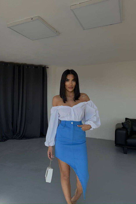 OVAL CUT WOMEN SKIRT BLUE/BLU 