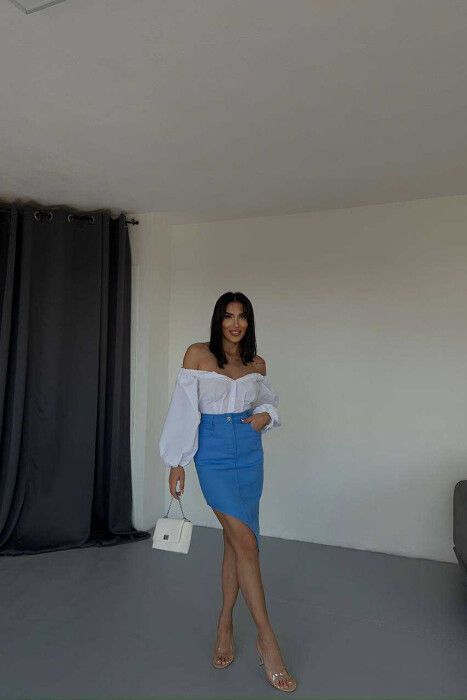OVAL CUT WOMEN SKIRT BLUE/BLU - 3