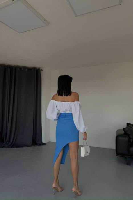 OVAL CUT WOMEN SKIRT BLUE/BLU - 4