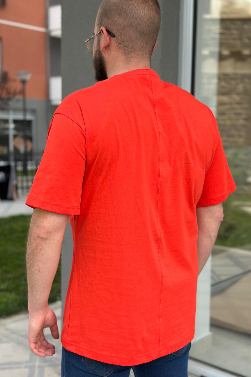 OVERSIZE ONE COLOR COTTON MEN T-SHIRT RED/E KUQE - 2