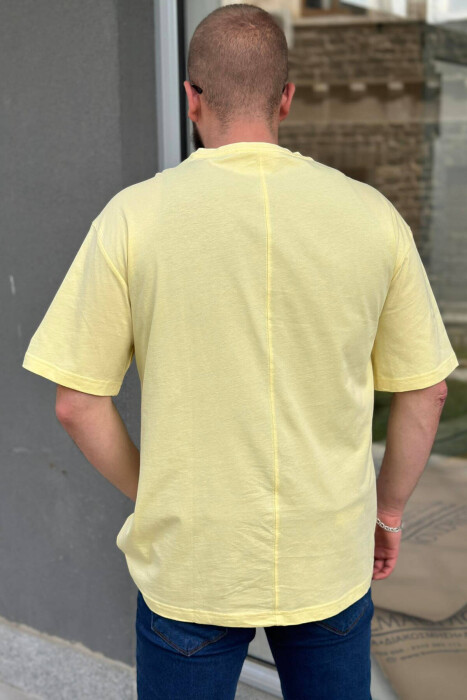 OVERSIZE ONE COLOR COTTON MEN T-SHIRT YELLOW/E VERDHE - 2