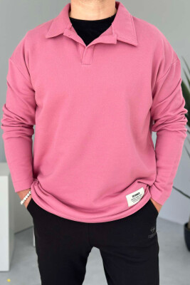 OVERSIZE POLO NECK COTTON MEN SWEATSHIRT POWDER/PUDER 