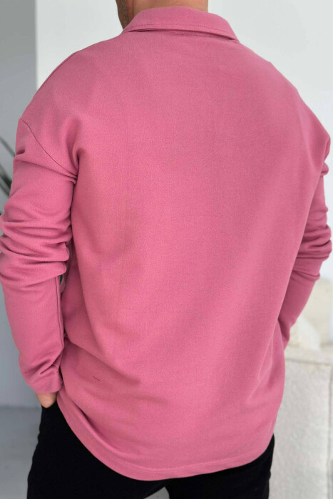 OVERSIZE POLO NECK COTTON MEN SWEATSHIRT POWDER/PUDER - 3