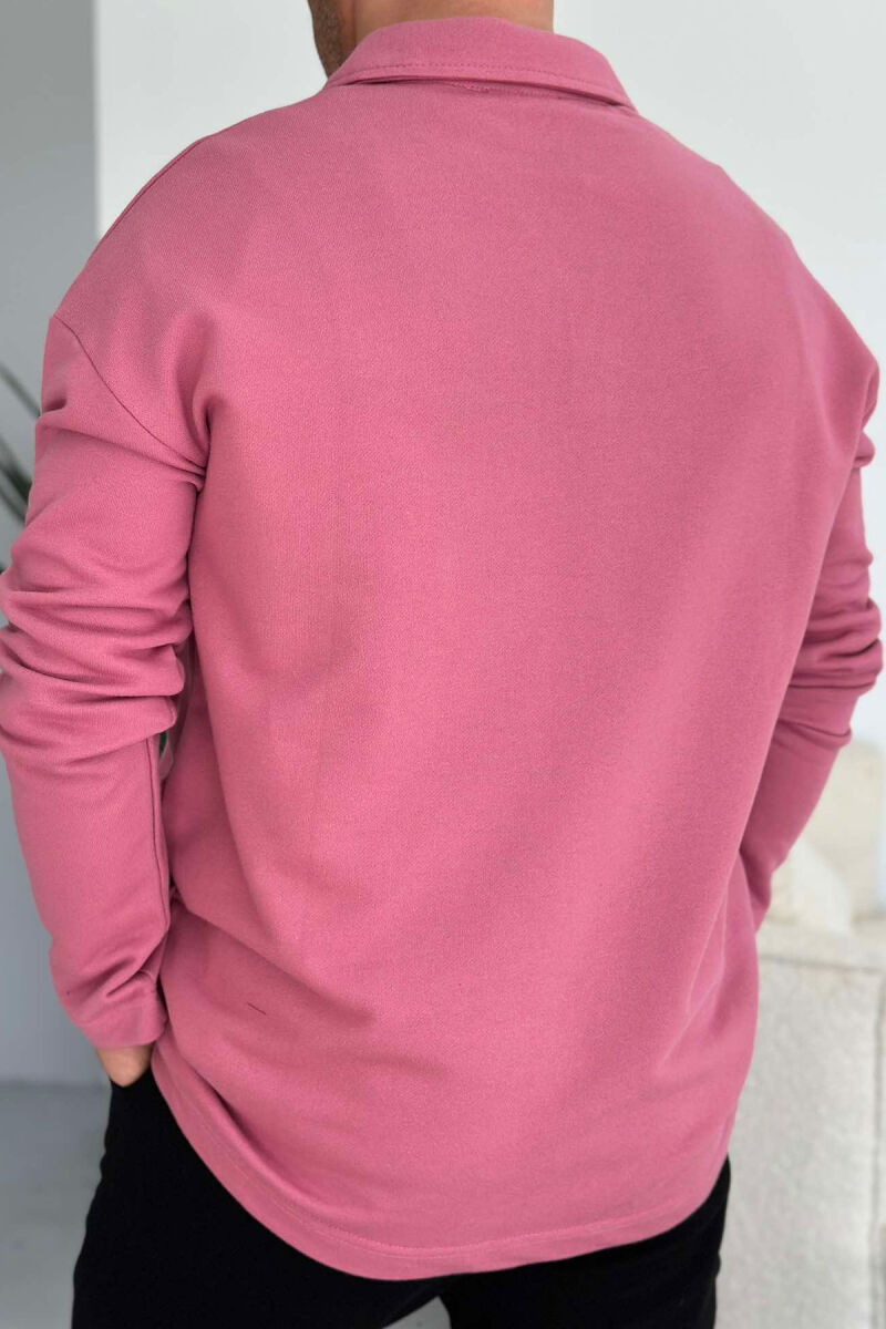 OVERSIZE POLO NECK COTTON MEN SWEATSHIRT POWDER/PUDER - 3