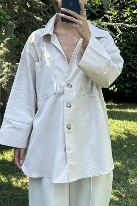 OVERSIZED WOMAN JACKET CREAM/KREM - 3