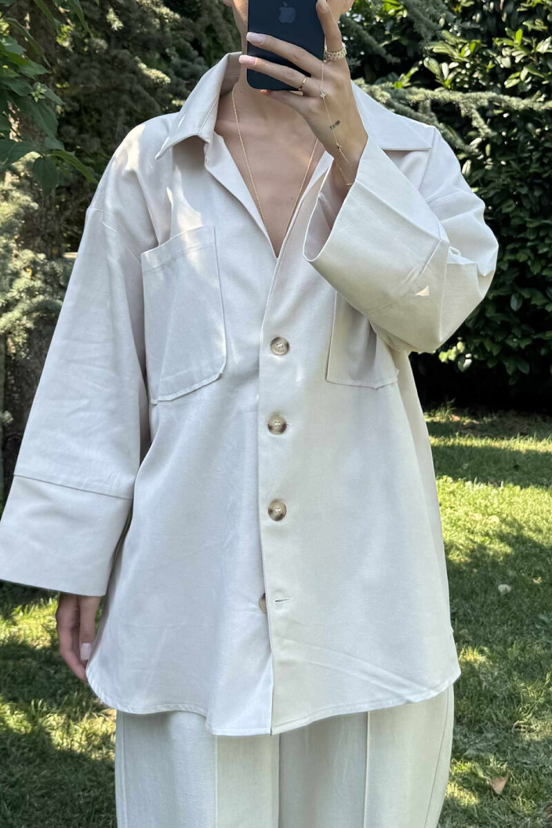 OVERSIZED WOMAN JACKET CREAM/KREM - 3