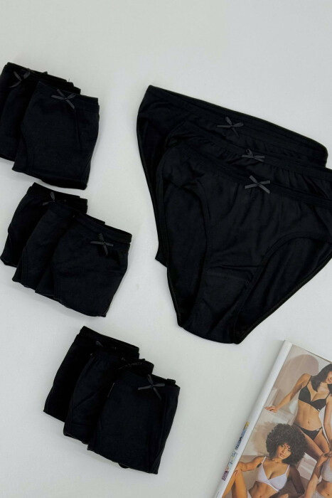 PACK OF 12 PAIR ONE COLOR WOMAN BRIEFS BLACK/ E ZEZE - 4