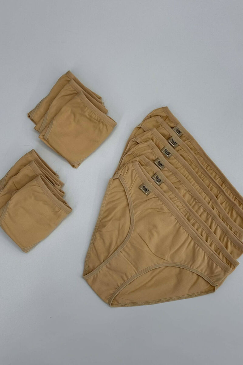 PACK OF 12 PAIR SIMPLE ONE COLOR WOMEN BRIEFS BEIGE/BEZHE - 2