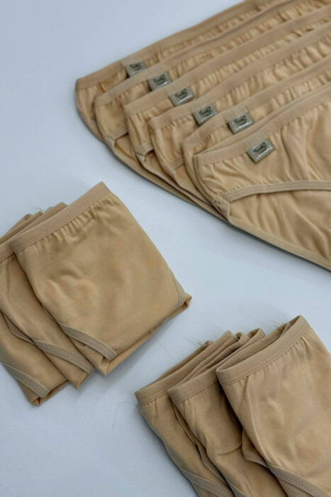 PACK OF 12 PAIR SIMPLE ONE COLOR WOMEN BRIEFS BEIGE/BEZHE - 3