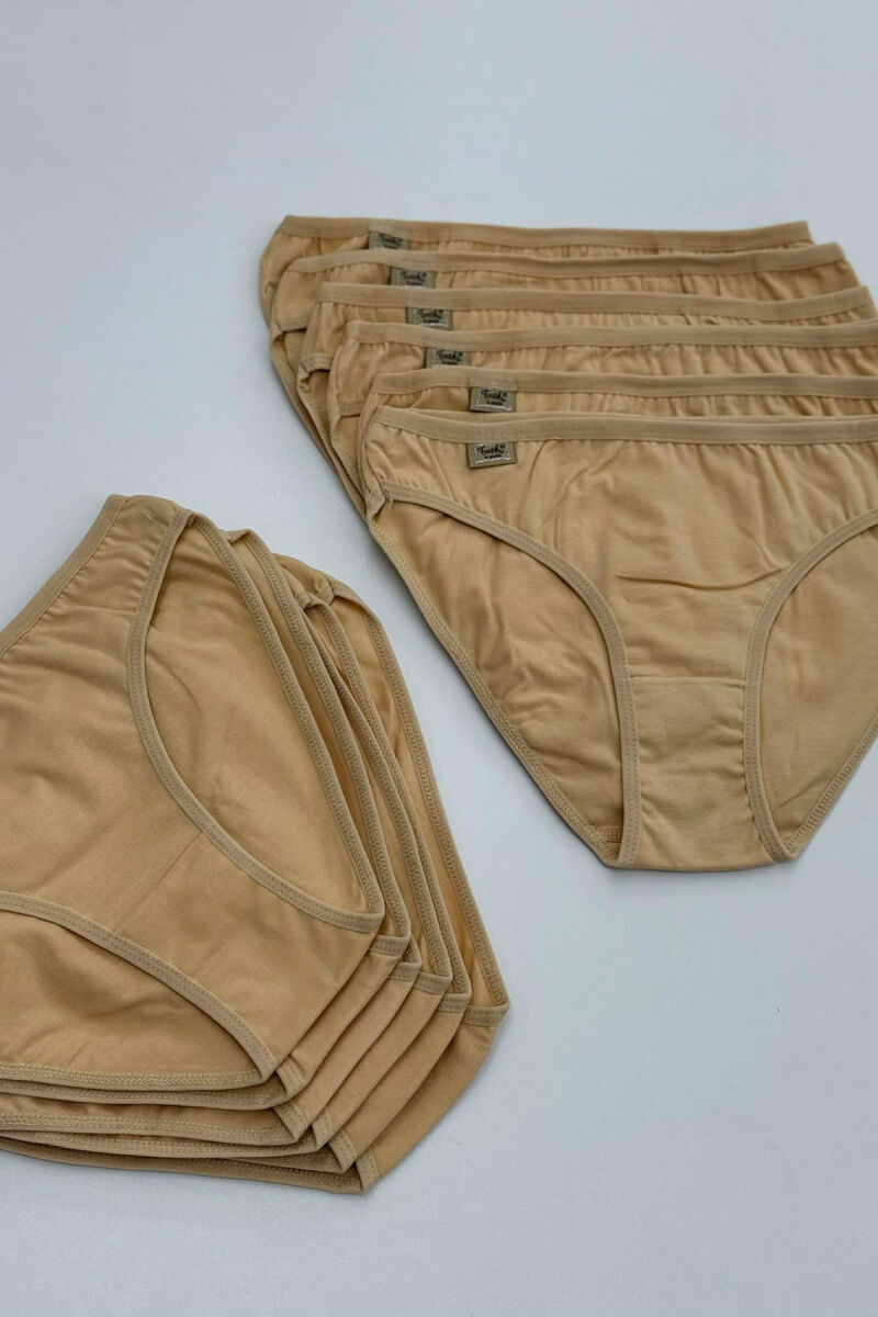 PACK OF 12 PAIR SIMPLE ONE COLOR WOMEN BRIEFS BEIGE/BEZHE - 4