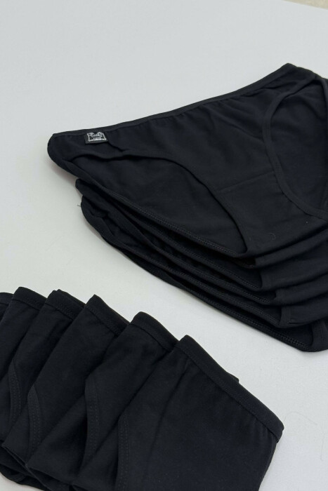 PACK OF 12 PAIR SIMPLE ONE COLOR WOMEN BRIEFS BLACK/ E ZEZE - 3