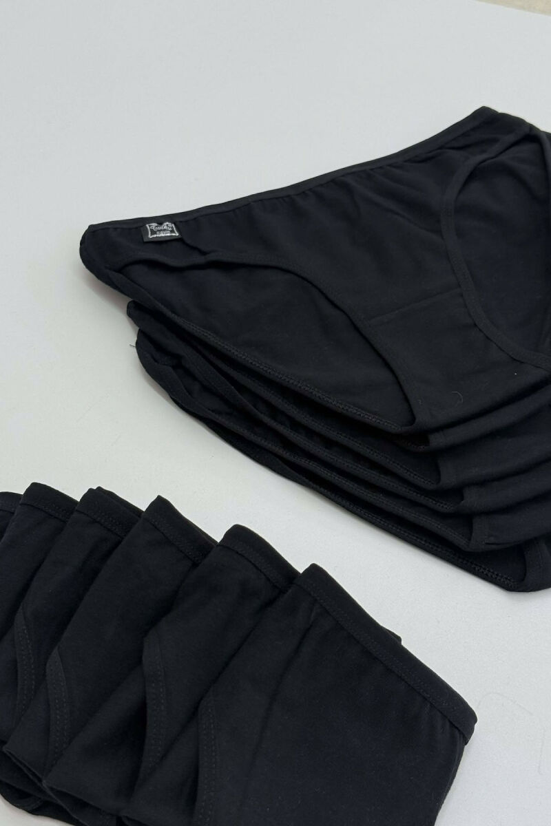 PACK OF 12 PAIR SIMPLE ONE COLOR WOMEN BRIEFS BLACK/ E ZEZE - 3