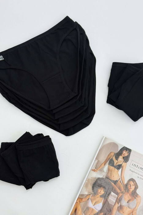 PACK OF 12 PAIR SIMPLE ONE COLOR WOMEN BRIEFS BLACK/ E ZEZE - 4