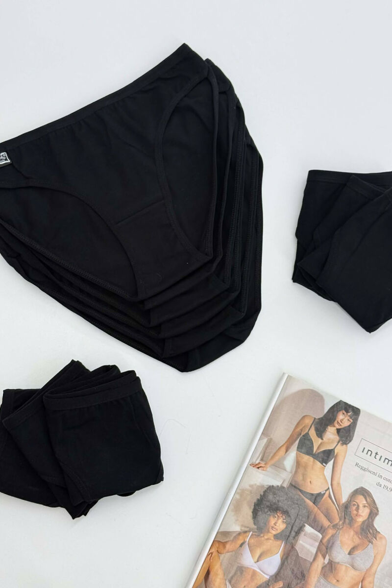 PACK OF 12 PAIR SIMPLE ONE COLOR WOMEN BRIEFS BLACK/ E ZEZE - 4