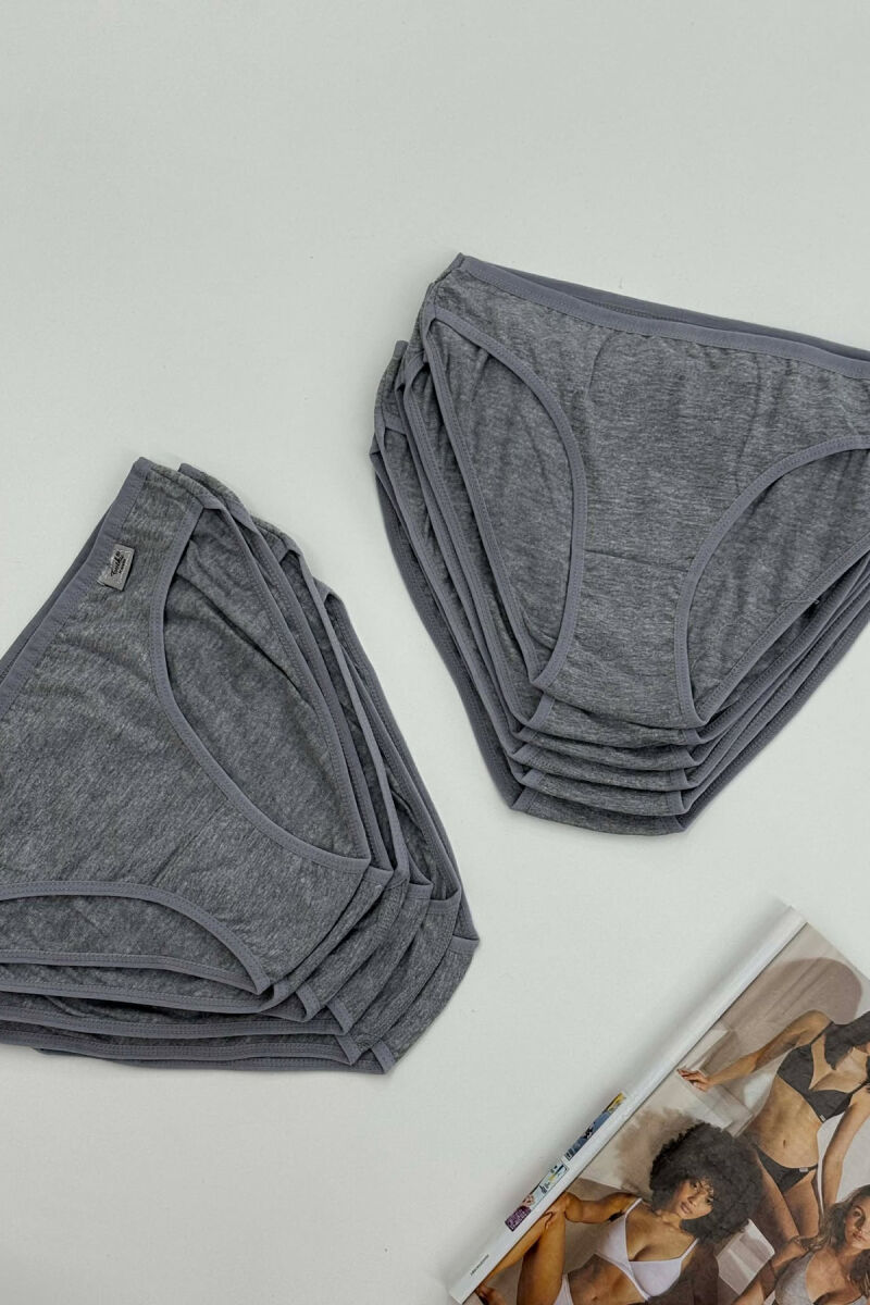 PACK OF 12 PAIR SIMPLE ONE COLOR WOMEN BRIEFS GREY/GRI - 2
