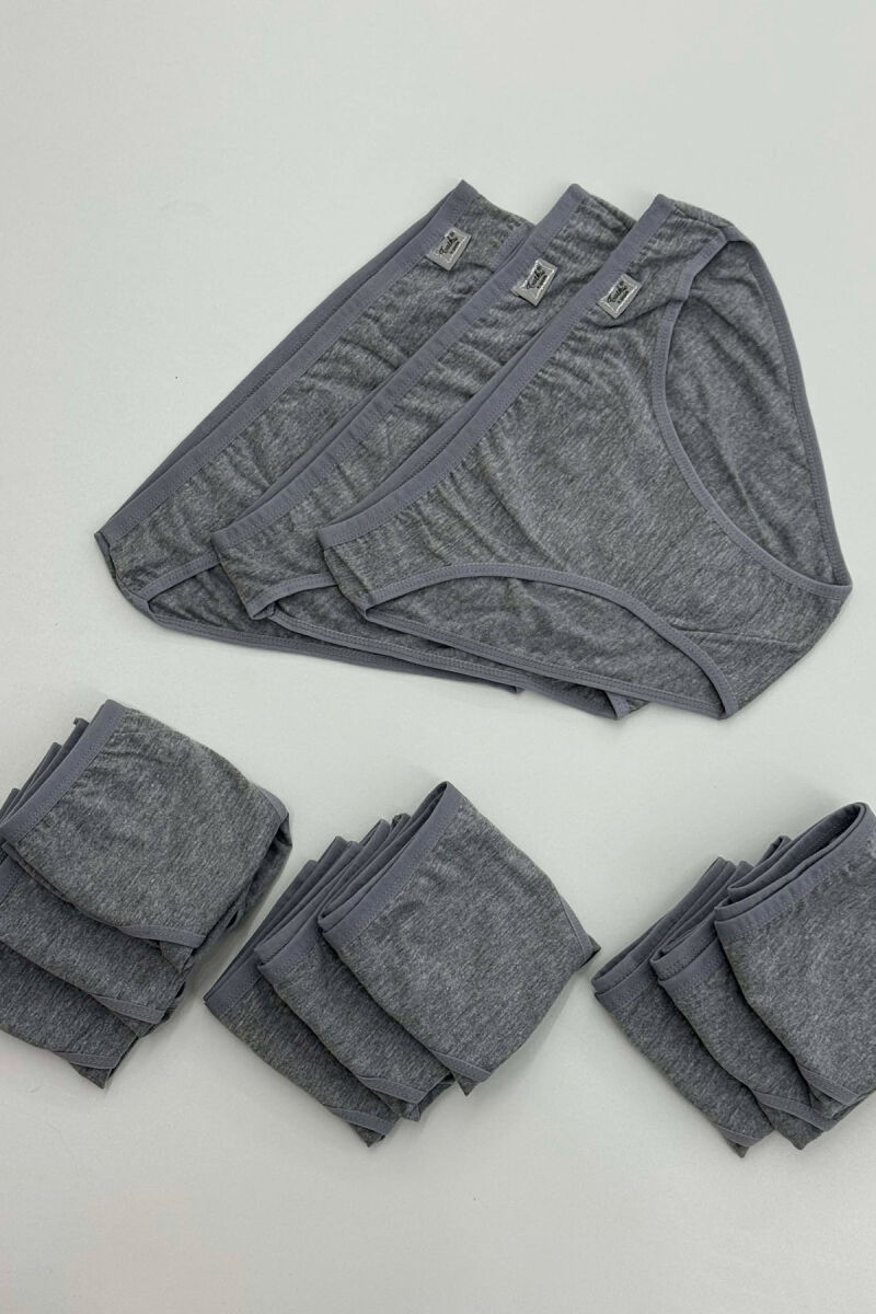PACK OF 12 PAIR SIMPLE ONE COLOR WOMEN BRIEFS GREY/GRI - 4
