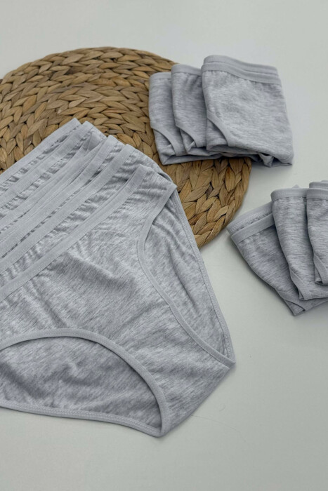 PACK OF 12 PAIR SIMPLE ONE COLOR WOMEN BRIEFS LIGHT GREY/GZ - 4