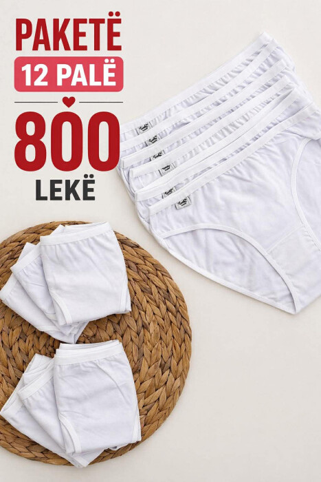 PACK OF 12 PAIR SIMPLE ONE COLOR WOMEN BRIEFS WHITE-E BARDHE 