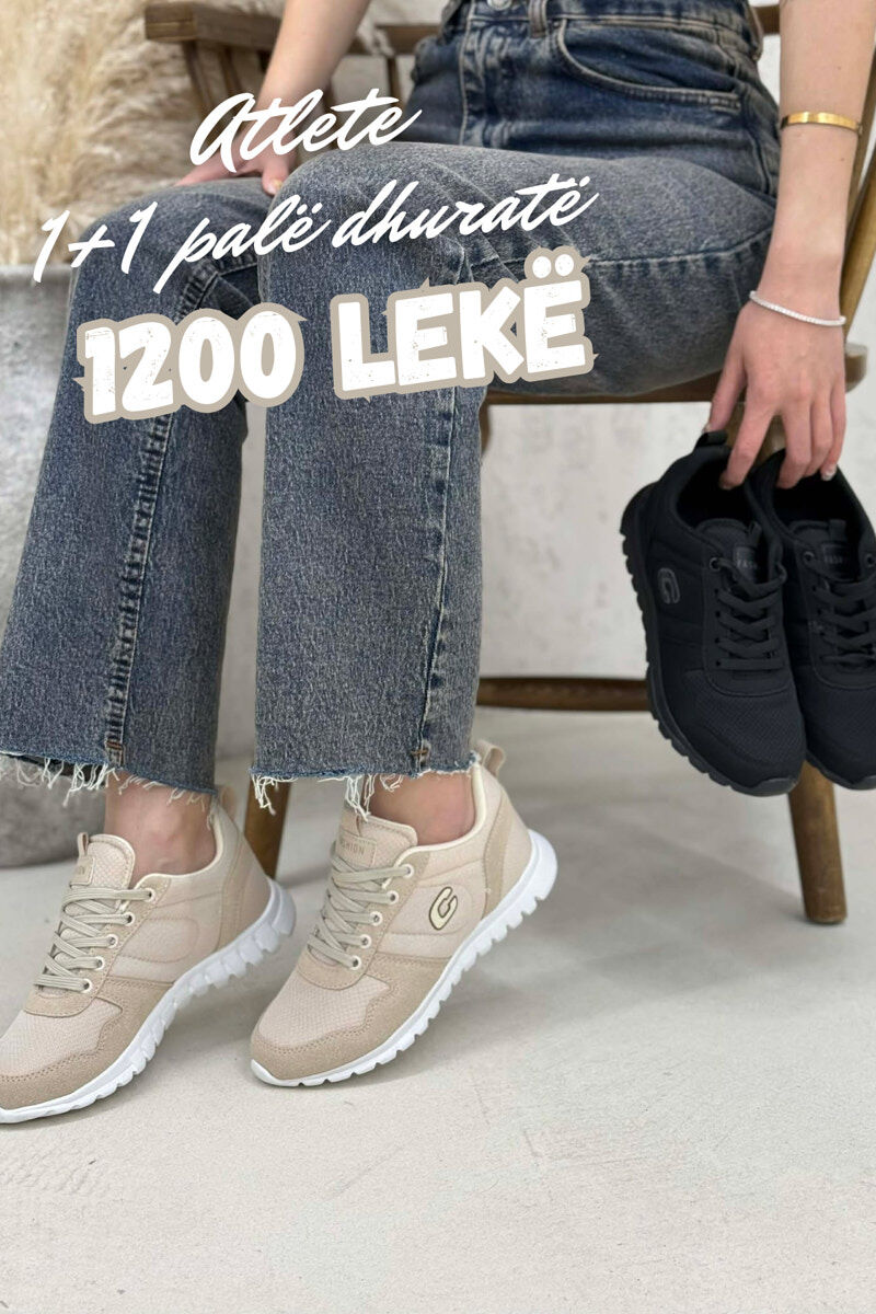 PACK OF 2 PIECES SIMPLE EVERYDAY ONE COLOR WOMEN SNEAKERS BLACK-BEIGE/ZEBE - 1