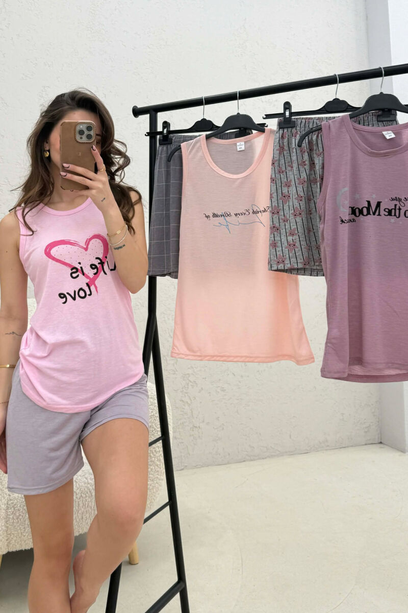 PACK OF 3 PIECE TANK TOP+ SHORTS WOMEN PYJAMAS MULTIPLE/SHNGJ - 2