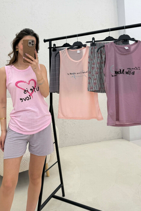 PACK OF 3 PIECE TANK TOP+ SHORTS WOMEN PYJAMAS MULTIPLE/SHNGJ - 3
