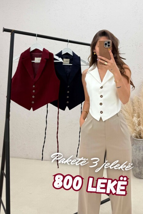 PACK OF 3 PIECES ONE COLOR LACING WAIST WOMAN VESTS MULTIPLE/SHNGJ - KLAUDIO FASHION