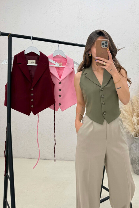 PACK OF 3 PIECES ONE COLOR LACING WAIST WOMAN VESTS MULTIPLE/SHNGJ - 2
