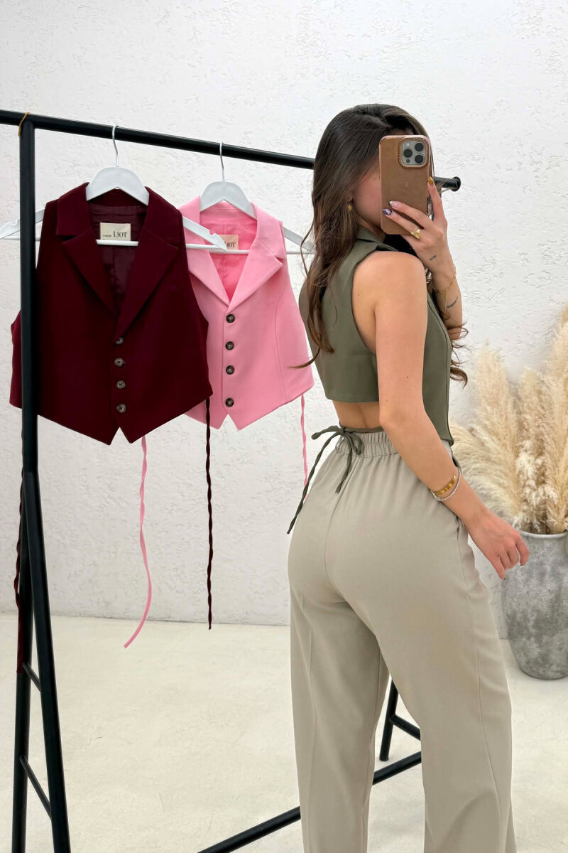 PACK OF 3 PIECES ONE COLOR LACING WAIST WOMAN VESTS MULTIPLE/SHNGJ - 3